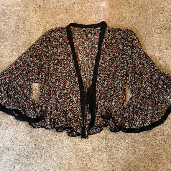 Free People Lola Kimono Black Combo Size M - Picture 4 of 8